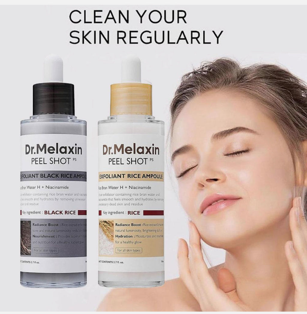 Dr.Melaxin PEEL SHOT GLOW EXFOLIANT RICE AMPOULE (WHITE RICE/BLACK RICE COMBO