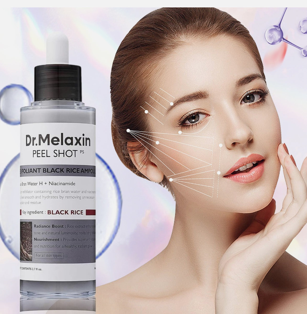 Dr.Melaxin PEEL SHOT GLOW EXFOLIANT RICE AMPOULE (WHITE RICE/BLACK RICE COMBO